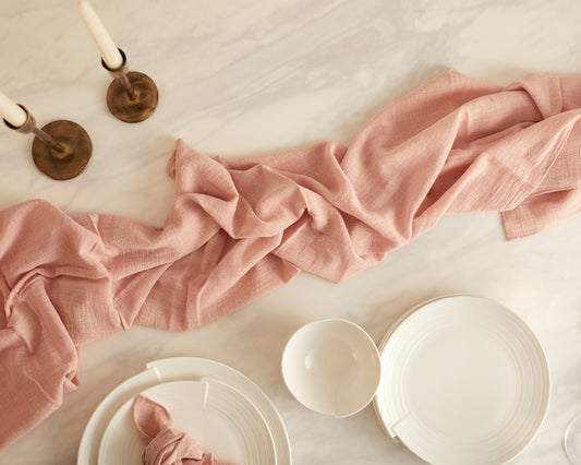 Joy Pink Cotton Gauze Table Runner